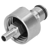 Stainless Steel Carbonation Cap with 5/16in Barb Ball Lock Type Fit Soft PET Bottle Beer Making - 45-Degree Angle