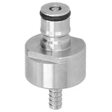 Stainless Steel Carbonation Cap with 5/16in Barb Ball Lock Type Fit Soft PET Bottle Beer Making - Close-Up Angle