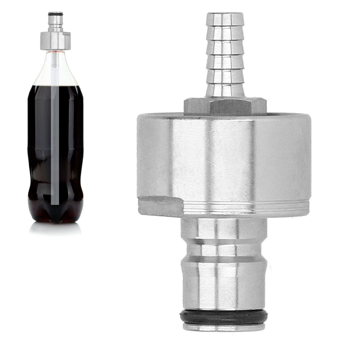 Stainless Steel Carbonation Cap with 5/16in Barb Ball Lock Type Fit Soft PET Bottle Beer Making