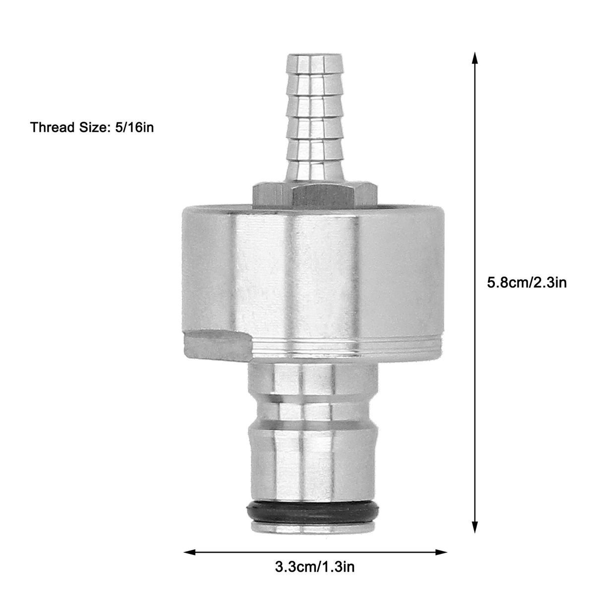 Stainless Steel Carbonation Cap with 5/16in Barb Ball Lock Type Fit Soft PET Bottle Beer Making