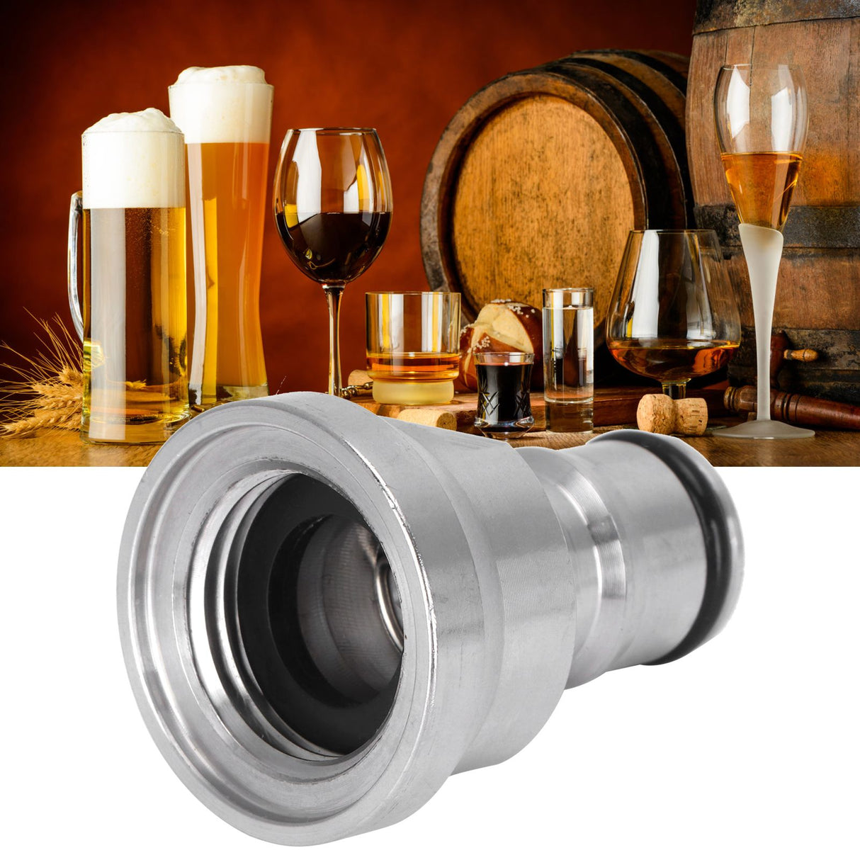 1/2in Liquid Ball Lock Stainless Steel Keg Coupler Adapter Beer Barrel Brewing Accessory