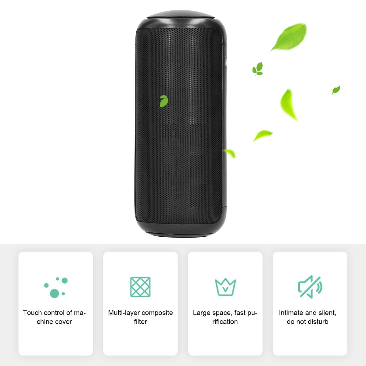 Air Purifier Portable 2Speed Negative Ion Air Cleaner StartStop with Car USB Powered(Black )