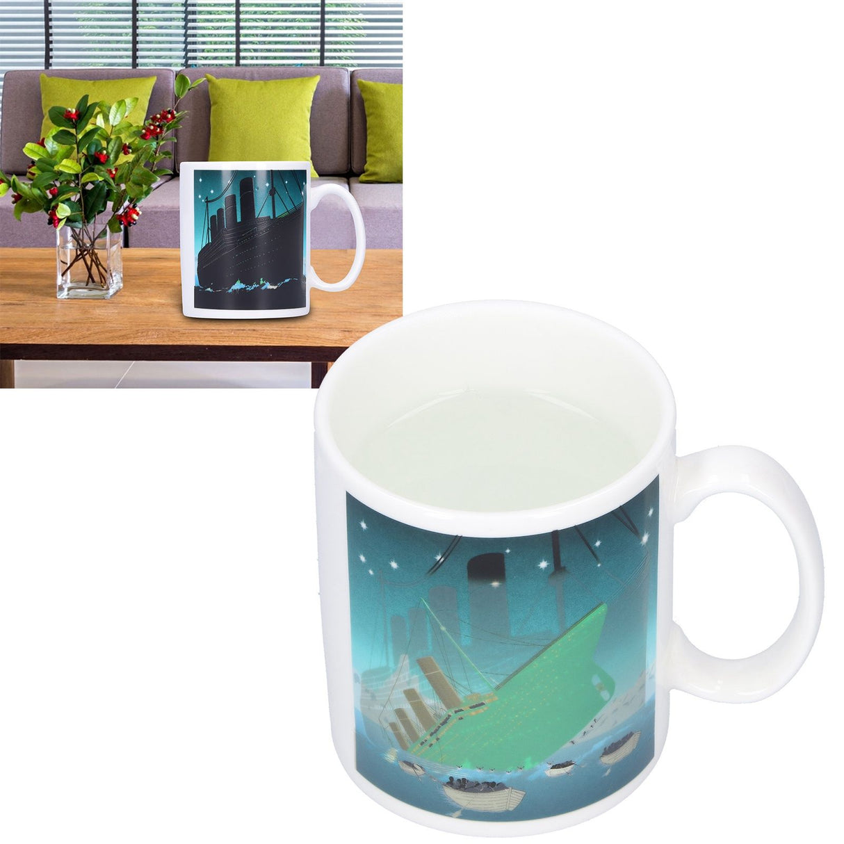 Ceramic Coffee Mug Heat‑Sensitive Color Changing Cup Hot Tea Milk Drinkware for Home Office