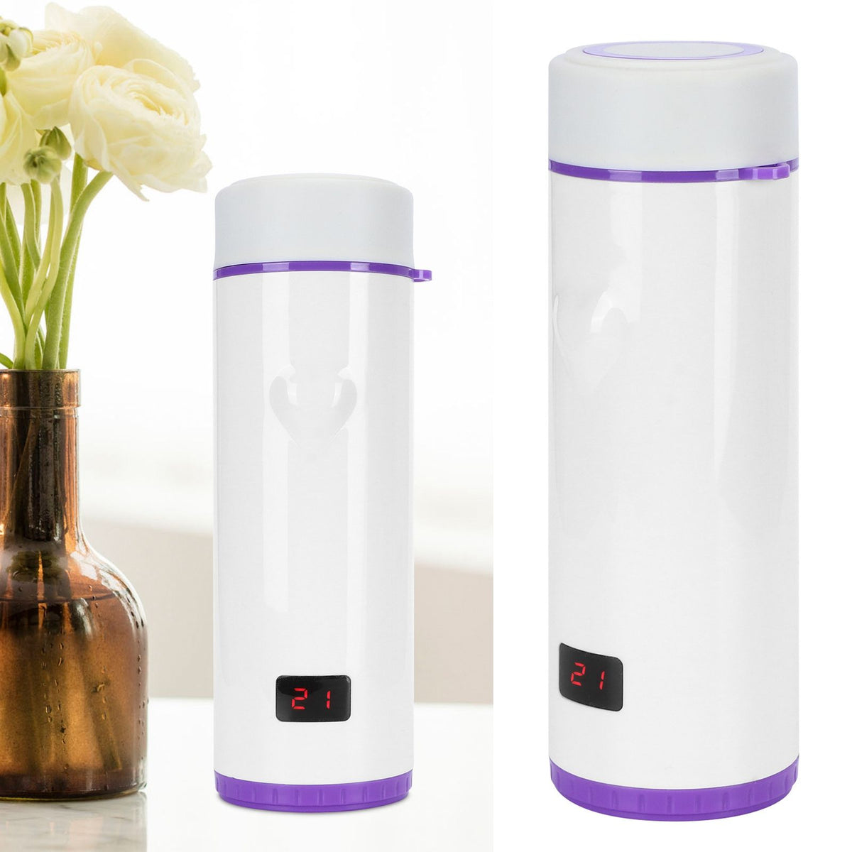 360ml Vacuum Cup LED Intelligent Digital Water Bottle with 3‑Color Temperature DisplayPurple