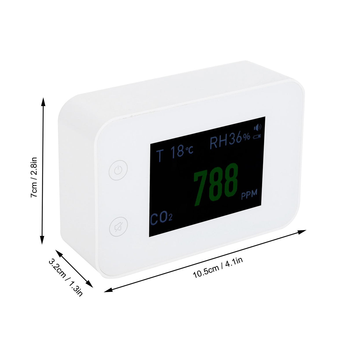 2.8in Air Quality Detector Infrared Induction Digital CO2 PM2.5 Tester USB Charging White