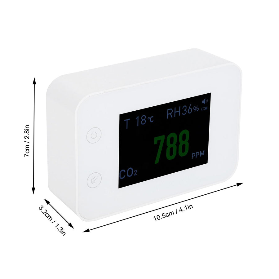2.8in Air Quality Detector Infrared Induction Digital CO2 PM2.5 Tester USB Charging White