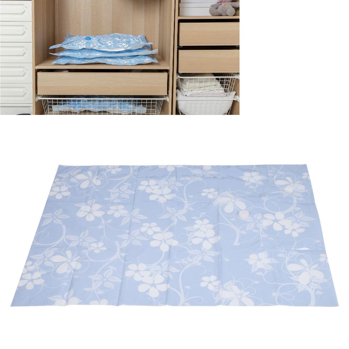 80x100CM Vacuum Bag Foldable Clothes Quilt Compressed Bag with 3.5cm Threaded Air Inlet