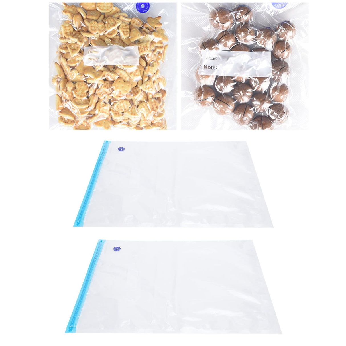 2PCS 50x35CM Vacuum Zipper Bags Vacuum Food Sealer Storage Bags with 3CM Sealing Mouth