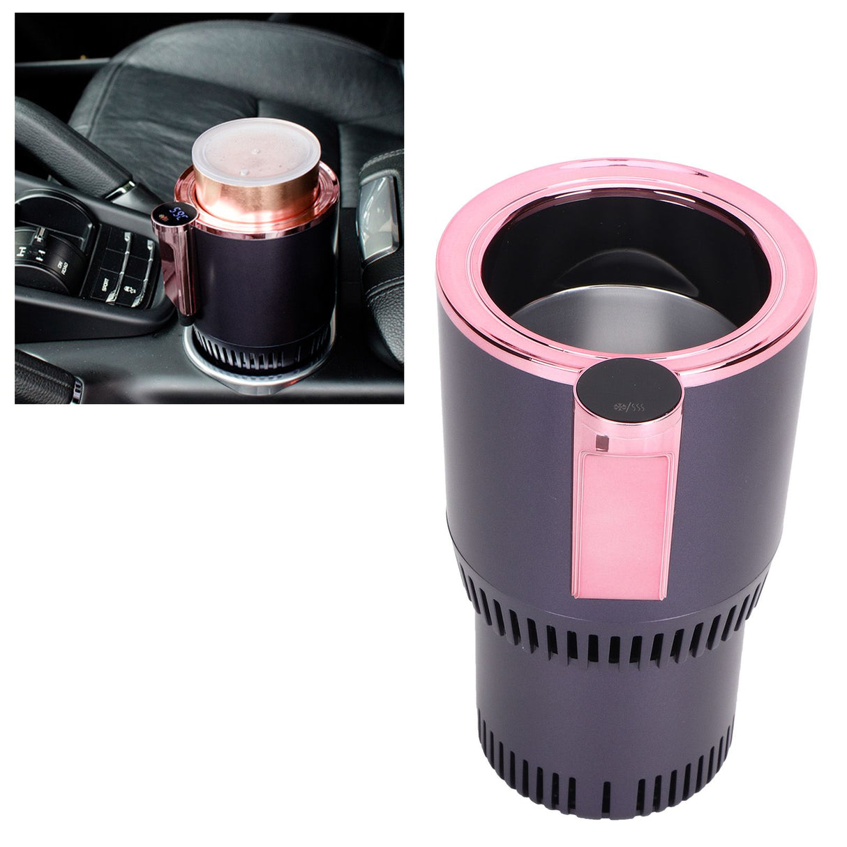 12V Car Cup Cooler Warmer Portable Car Heating Cooling Cup Holder for Home Travel UseRose Gold