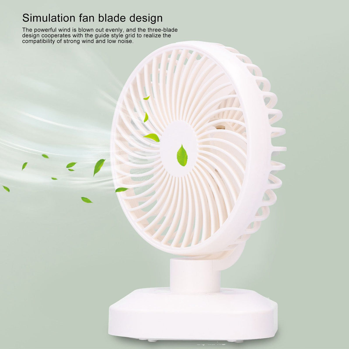 Table Fan Adjustable Portable Mini Fan 3‑Speeds Desktop Fan for Office Home USB Charging