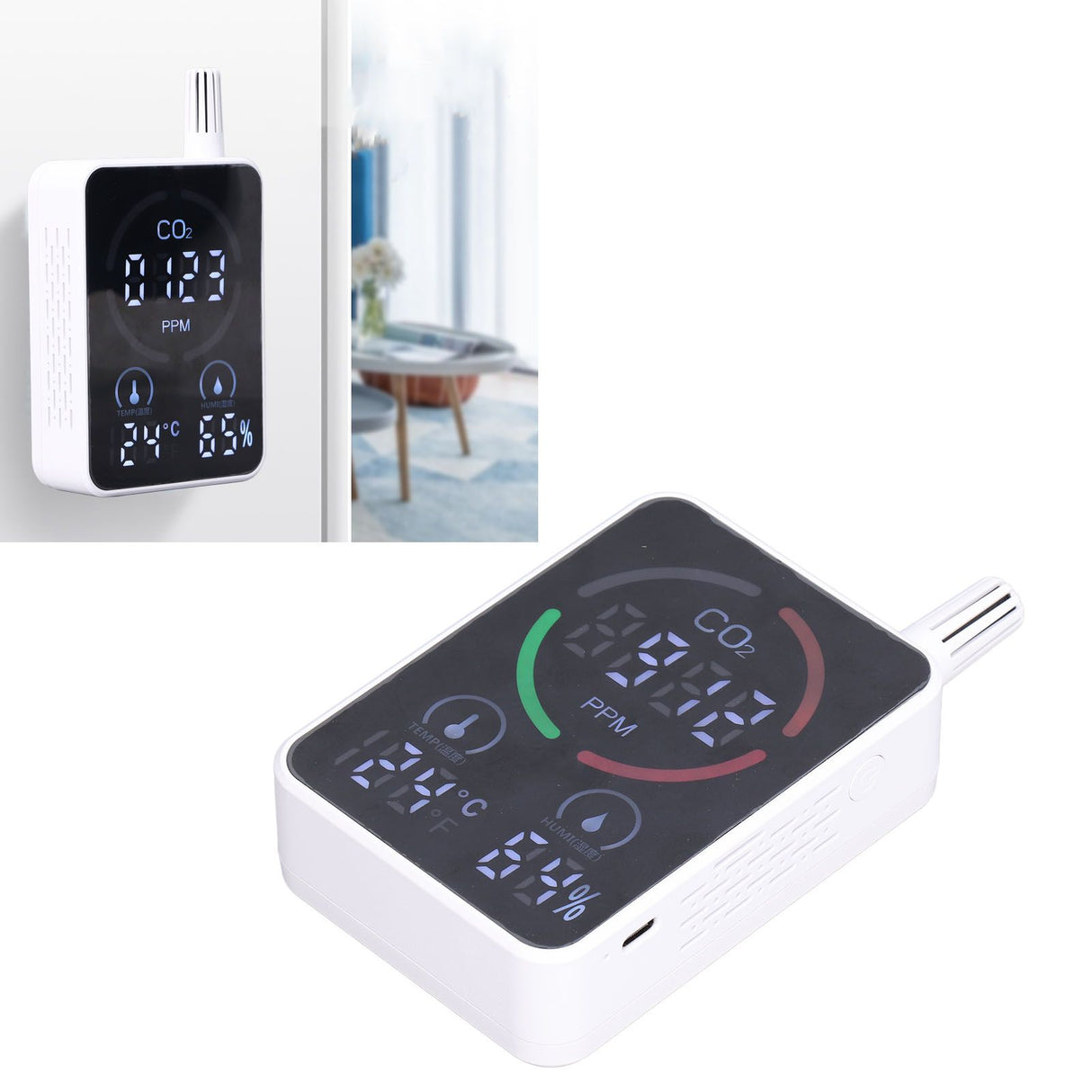 Air Quality Monitor Digital CO2 Meter Carbon Dioxide Detector Portable Temperature Humidity Tester