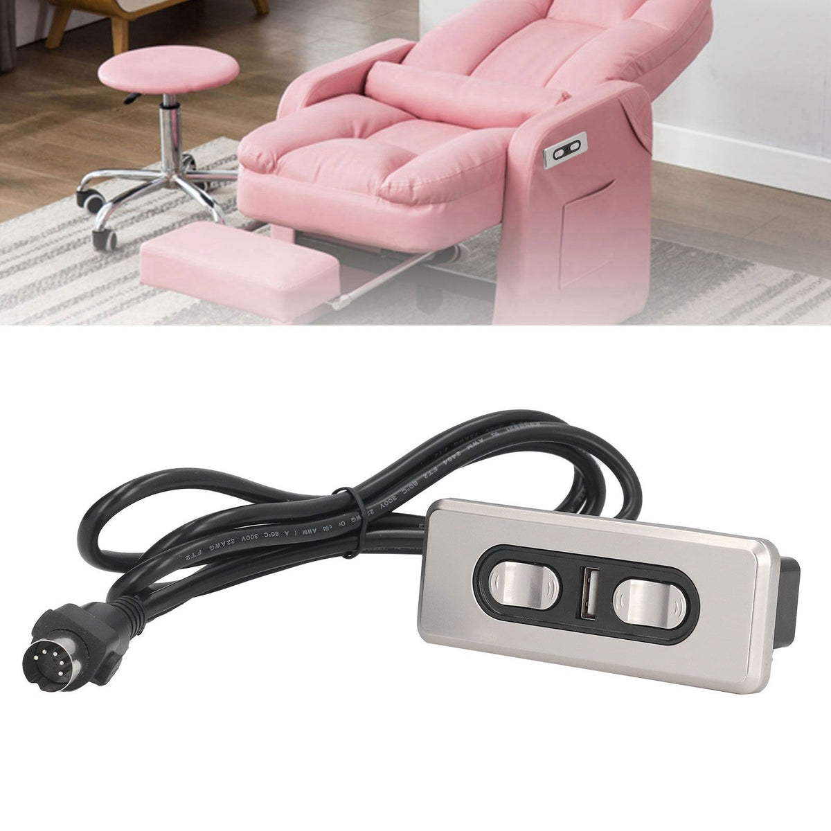 Dual Motor 12V/29V Electric Sofa Controller Recliner Lift Controller with USB Charging Port 5P Lift Chair Control Switch