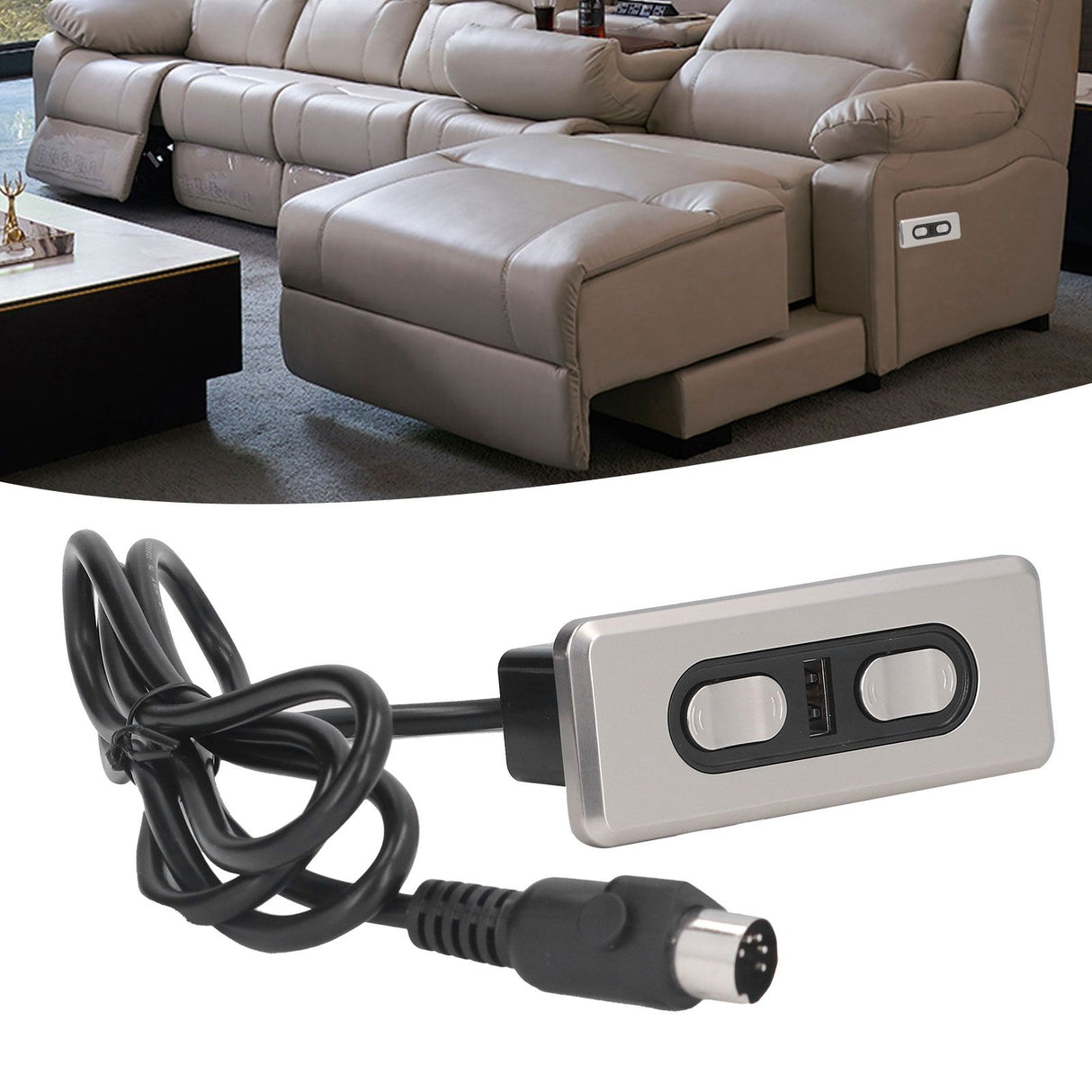 Dual Motor 12V/29V Electric Sofa Controller Recliner Lift Controller with USB Charging Port 5P Lift Chair Control Switch
