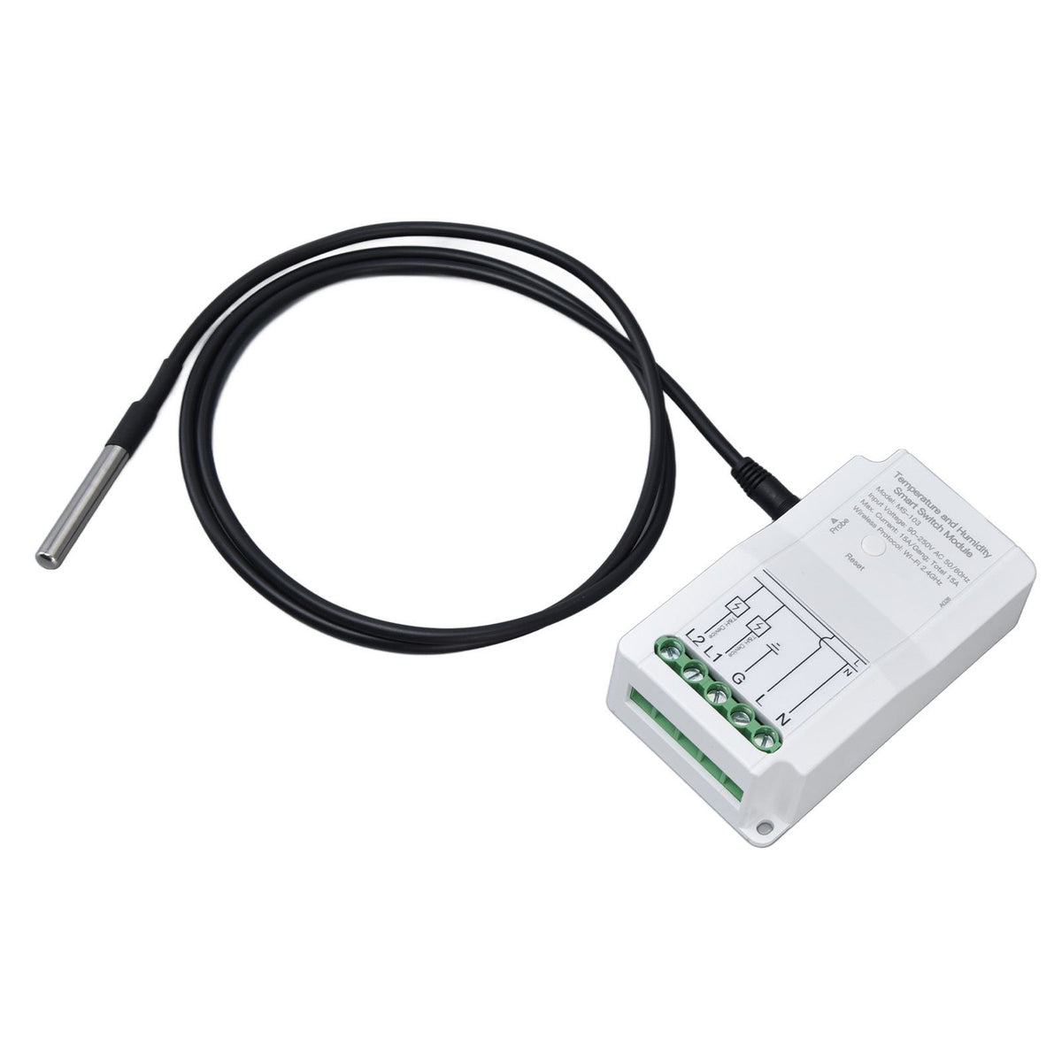 WiFi Temperature Humidity Switch Module Dual Relay Output with Temperature Probe 90‑250V for TUYA Smart App