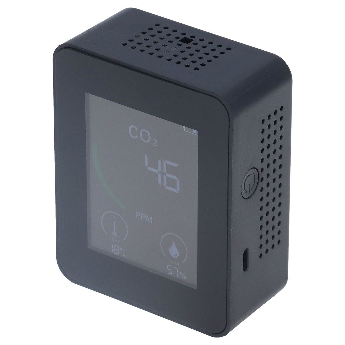 Bluetooth Carbon Dioxide Air Quality Monitor TVOC Tester 60 Day Data Storage Humidity Temperature Meter USB Power SupplyBlack