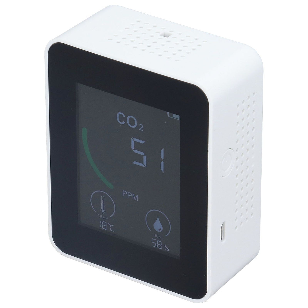 Bluetooth Carbon Dioxide Air Quality Monitor TVOC Tester 60 Day Data Storage Humidity Temperature Meter USB Power SupplyWhite