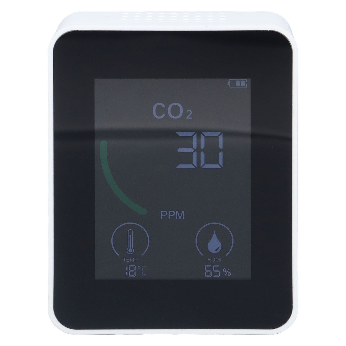 Bluetooth Carbon Dioxide Air Quality Monitor TVOC Tester 60 Day Data Storage Humidity Temperature Meter USB Power SupplyWhite