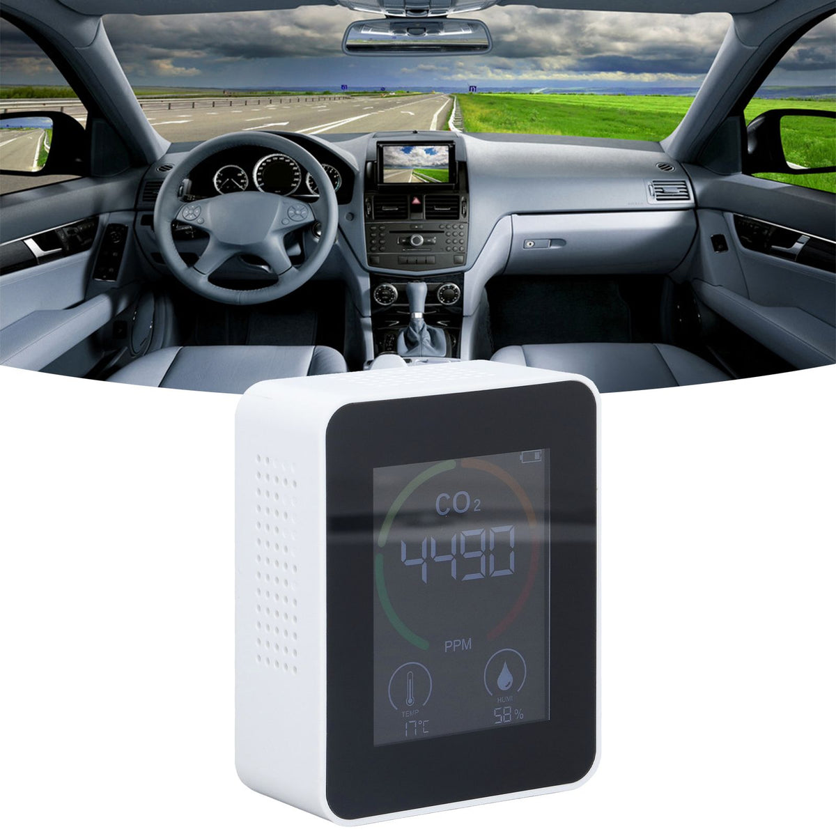 Bluetooth Carbon Dioxide Air Quality Monitor TVOC Tester 60 Day Data Storage Humidity Temperature Meter USB Power SupplyWhite