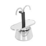 Moka Pot 100ml Dual Pipe Stainless Steel Durable Food Grade Anti Scald Nonslip Thickened Strainer Widely Used Mocha Pot - Side View