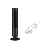 Mini USB Bladeless Tower Fan 2 Wind Speeds and Modes Standing Fan for Bedroom Living Room Home Office Black