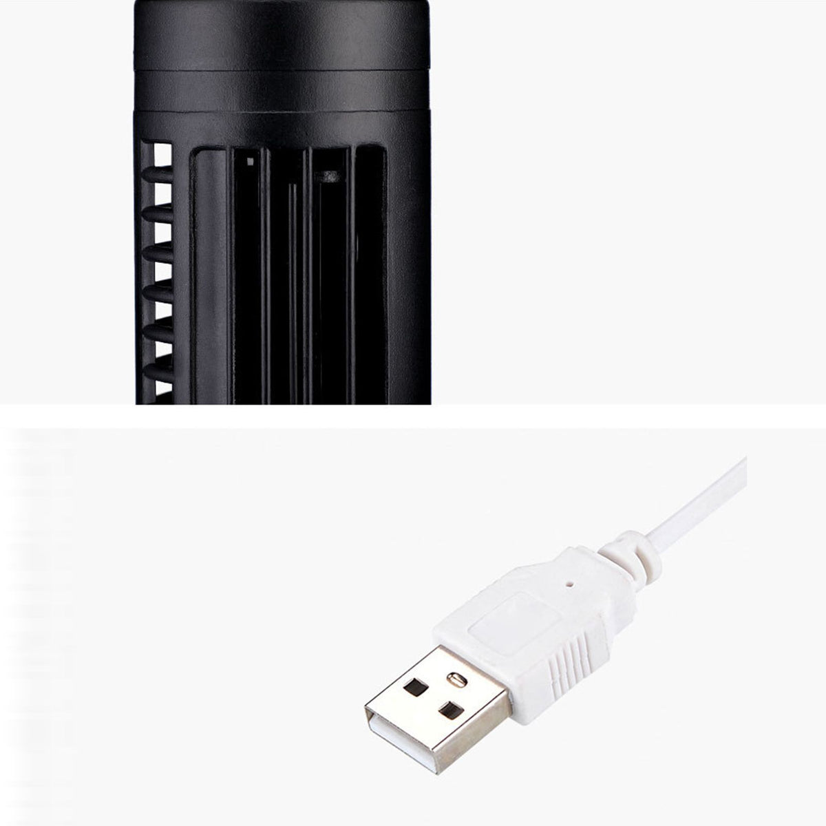 Mini USB Bladeless Tower Fan 2 Wind Speeds and Modes Standing Fan for Bedroom Living Room Home Office Black