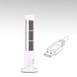 Mini USB Bladeless Tower Fan 2 Wind Speeds and Modes Standing Fan for Bedroom Living Room Home Office White