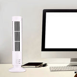 Mini USB Bladeless Tower Fan 2 Wind Speeds and Modes Standing Fan for Bedroom Living Room Home Office White