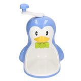 Shaved Ice Machine ABS Penguin Shape Blue Household Portable Manual Snow Cone Maker Machine with Container Kitchen Accessories - Side View