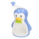 Shaved Ice Machine ABS Penguin Shape Blue Household Portable Manual Snow Cone Maker Machine with Container Kitchen Accessories - 45-Degree Angle