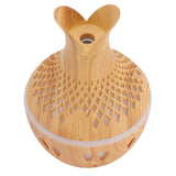 300ml Wood Grain Humidifier USB Powered Aroma Diffuser Humidifier with Ambient Night Light 2 Petal Hollow Shape - Side View