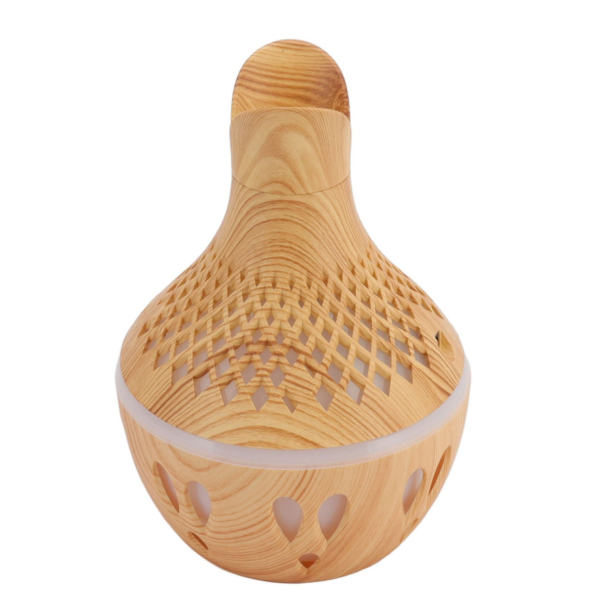 300ml Wood Grain Humidifier USB Powered Aroma Diffuser Humidifier with Ambient Night Light 2 Petal Hollow Shape