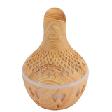 300ml Wood Grain Humidifier USB Powered Aroma Diffuser Humidifier with Ambient Night Light 2 Petal Hollow Shape