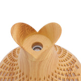 300ml Wood Grain Humidifier USB Powered Aroma Diffuser Humidifier with Ambient Night Light 2 Petal Hollow Shape