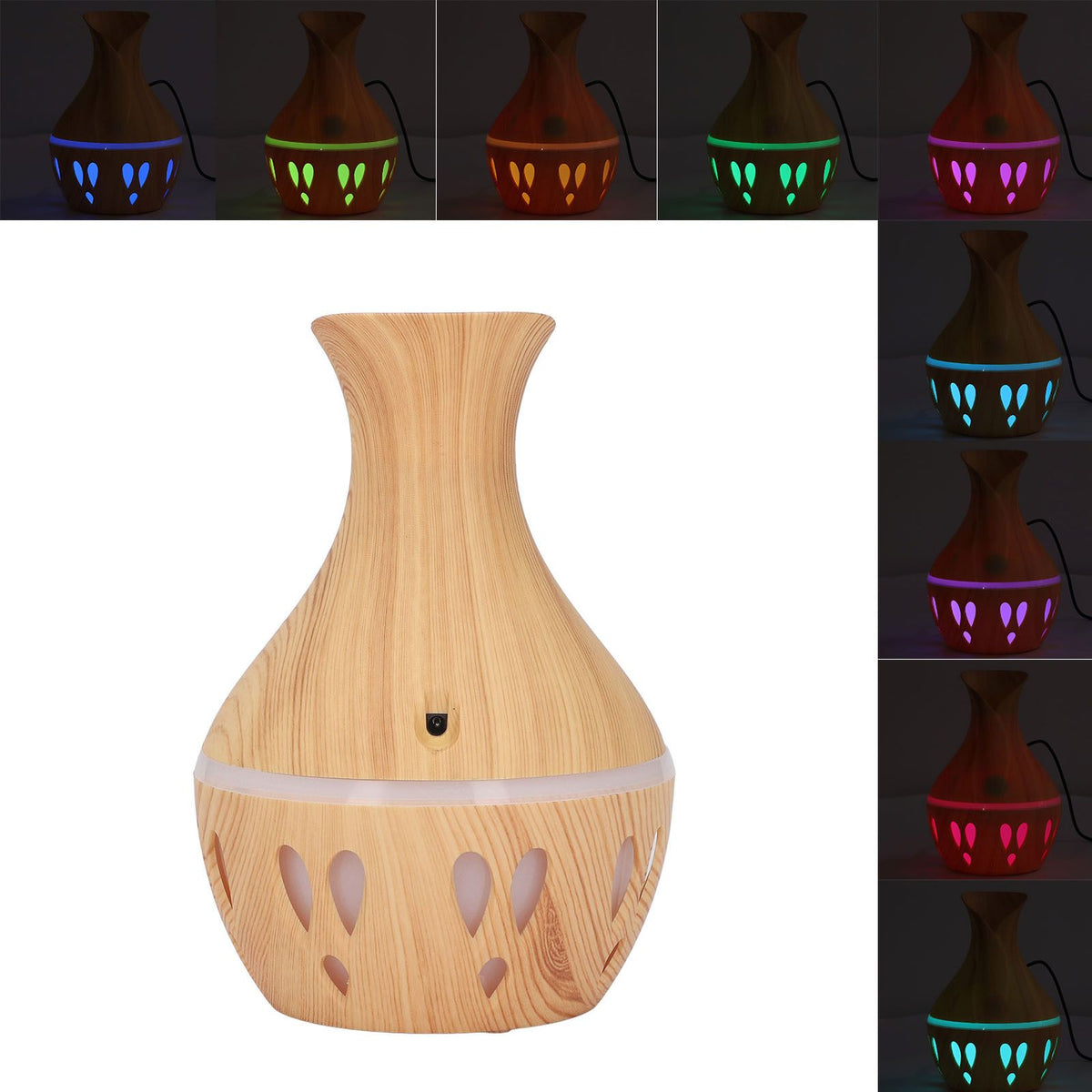 300ml Essential Oil Diffuser Wood Grain USB Powered 7 Colors LED Low Noise Mist Humidifier for Bedroom Office