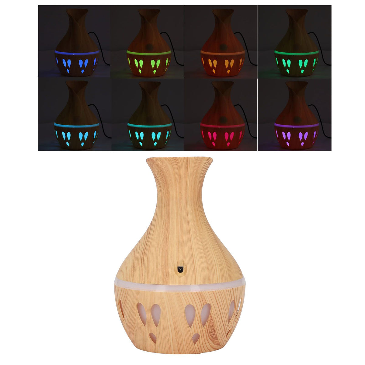 300ml Essential Oil Diffuser Wood Grain USB Powered 7 Colors LED Low Noise Mist Humidifier for Bedroom Office