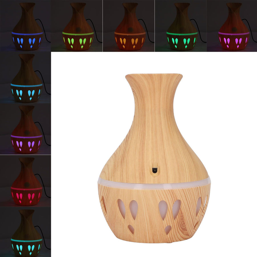 300ml Essential Oil Diffuser Wood Grain USB Powered 7 Colors LED Low Noise Mist Humidifier for Bedroom Office