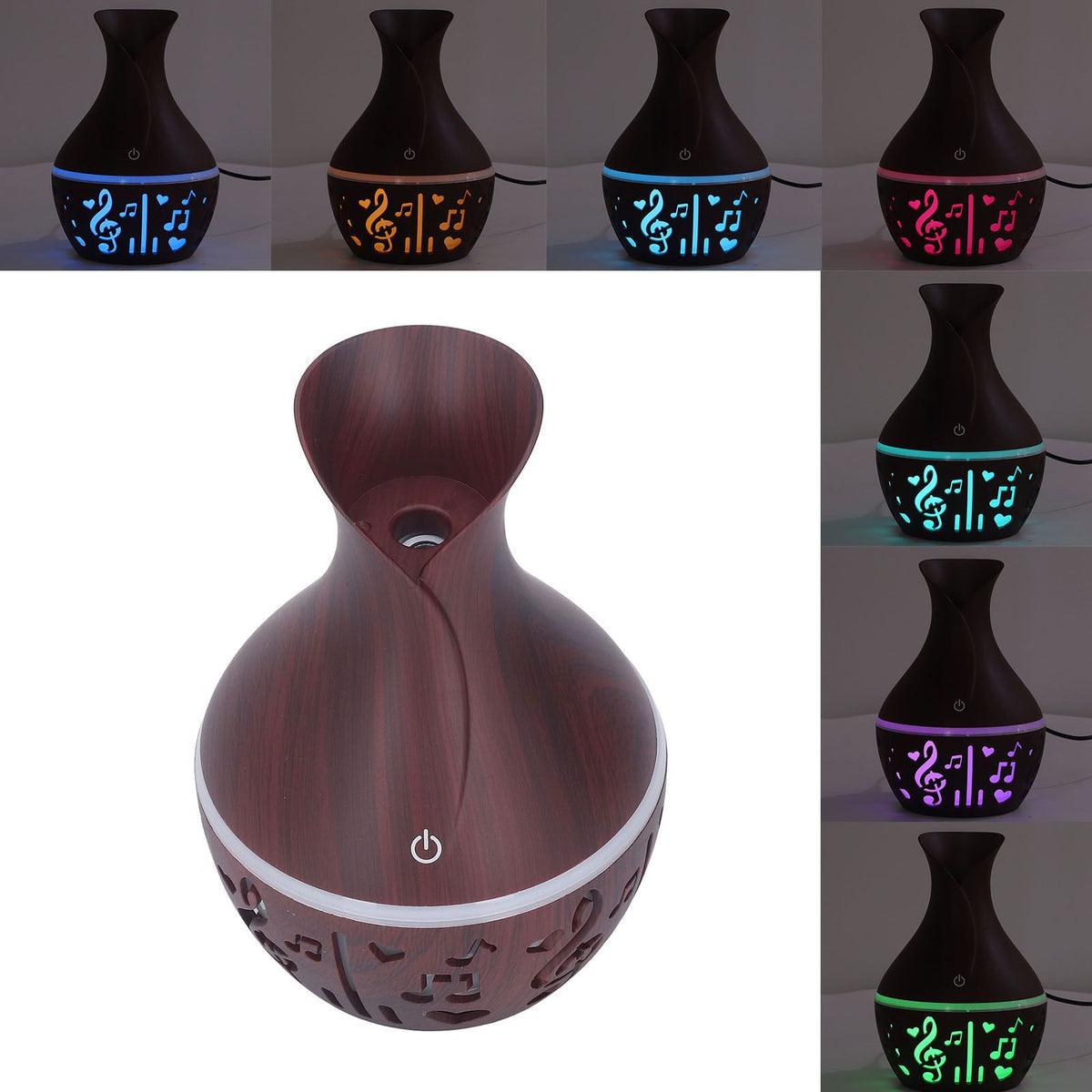 Aromatherapy Diffuser 300ml USB Powered Wood Grain Ultra Quiet LED Night Light Desk Humidifier for Home Office Hotel