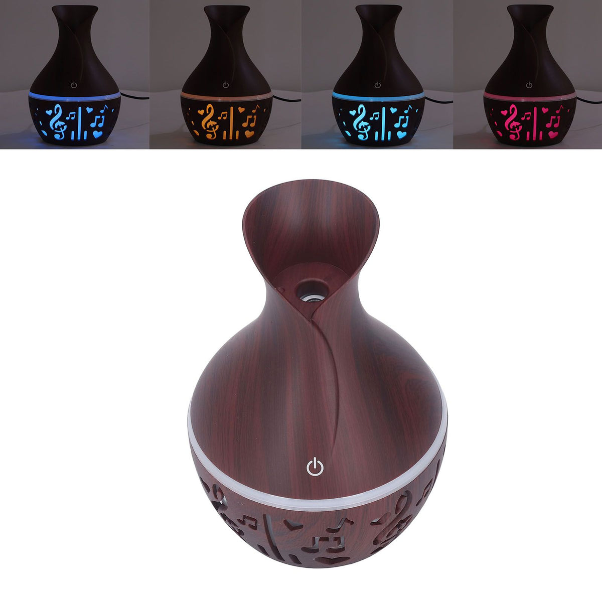Aromatherapy Diffuser 300ml USB Powered Wood Grain Ultra Quiet LED Night Light Desk Humidifier for Home Office Hotel
