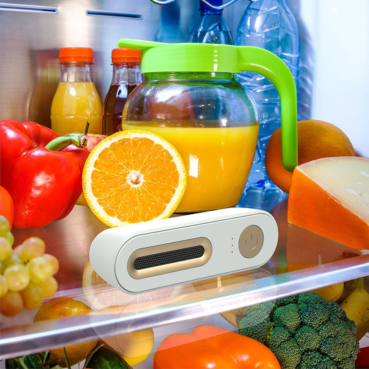 Refrigerator Deodorizer Fridge Odor Cleaner USB Charging for Kitchen Car Cabinet White
