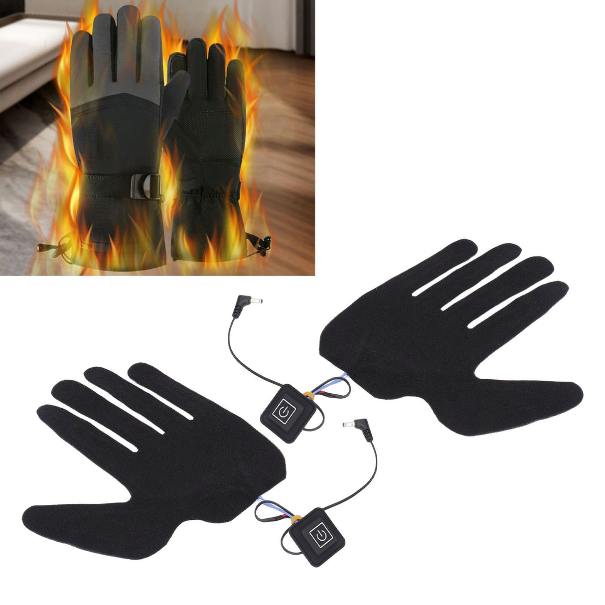 2Pcs Electric Heating Gloves Pads 5 Finger Glove Heating Sheet with 3 Adjuatable Gears for Skiing Cycling