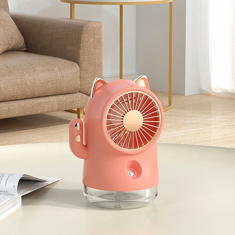 Misting Desk Fan Fortune Cat Shape Multifunction Nano Spray 3 Speeds Small Cooling Misting Fan for Home Office Travel Pink