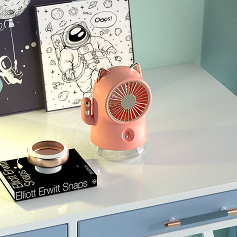 Misting Desk Fan Fortune Cat Shape Multifunction Nano Spray 3 Speeds Small Cooling Misting Fan for Home Office Travel Pink