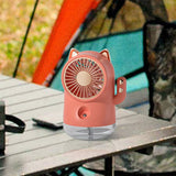 Misting Desk Fan Fortune Cat Shape Multifunction Nano Spray 3 Speeds Small Cooling Misting Fan for Home Office Travel Pink
