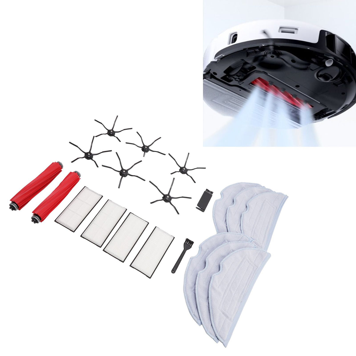 Sweeper Replacement Parts ABS High Efficiency Dust Bag Main Side Brush Filter Ragset for Roborock