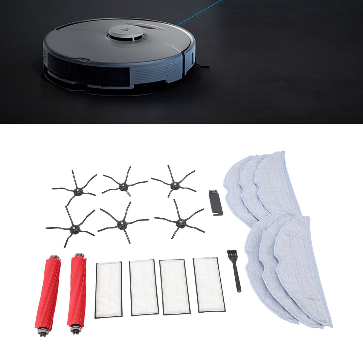 Sweeper Replacement Parts ABS High Efficiency Dust Bag Main Side Brush Filter Ragset for Roborock