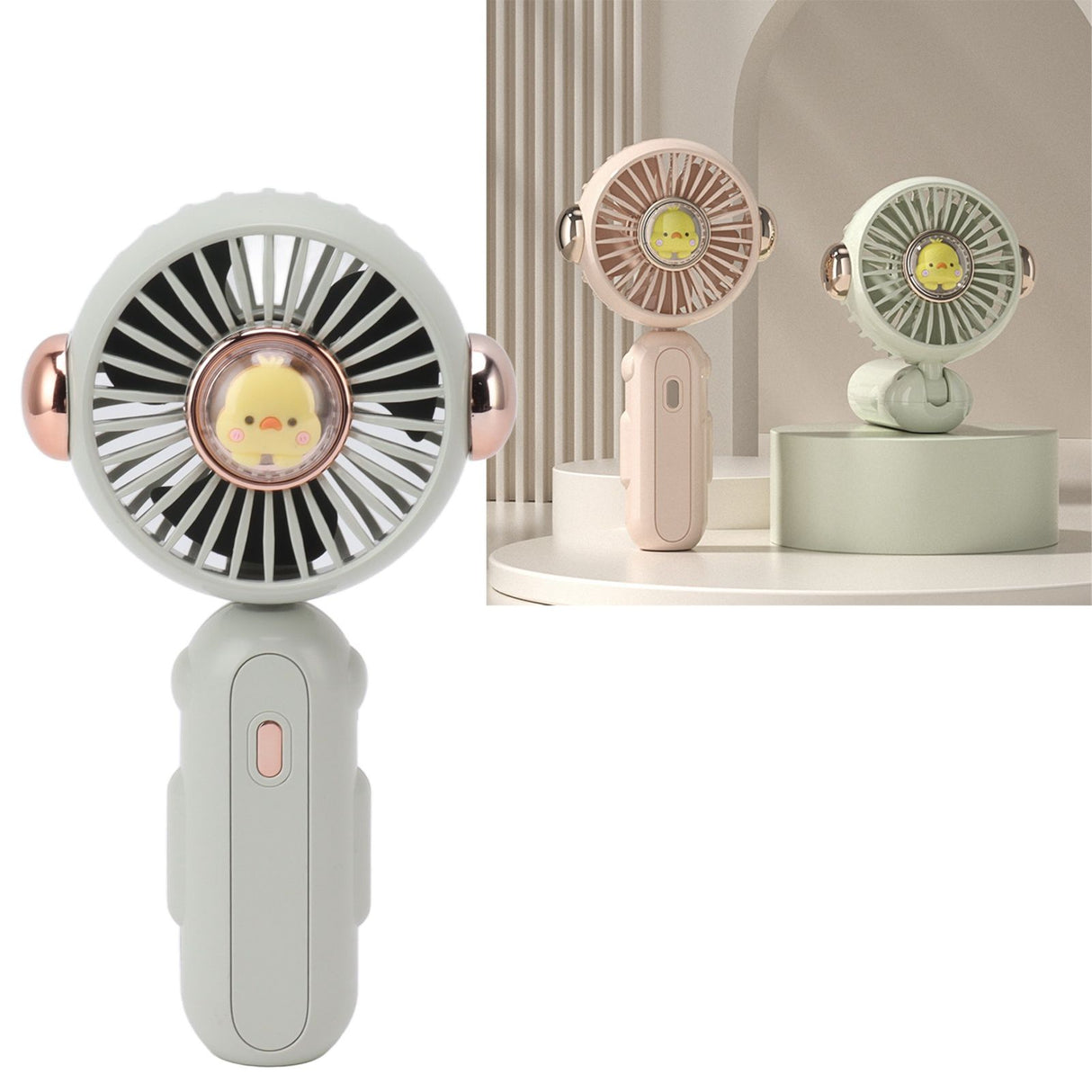 Foldable Mini Fan Cute Lightweight 900mAh Adjustable Low Noise Handheld Fan for Summer Green
