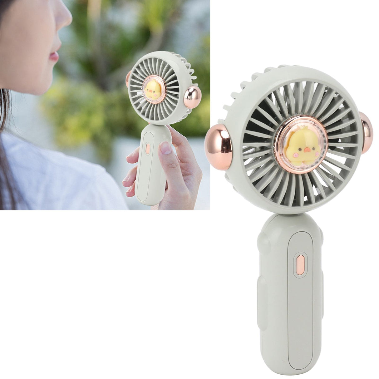 Foldable Mini Fan Cute Lightweight 900mAh Adjustable Low Noise Handheld Fan for Summer Green