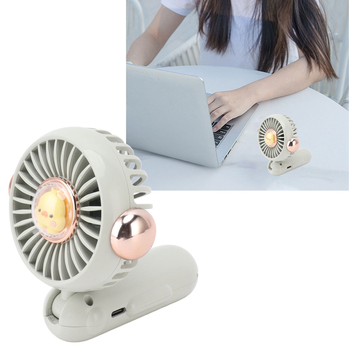 Foldable Mini Fan Cute Lightweight 900mAh Adjustable Low Noise Handheld Fan for Summer Green