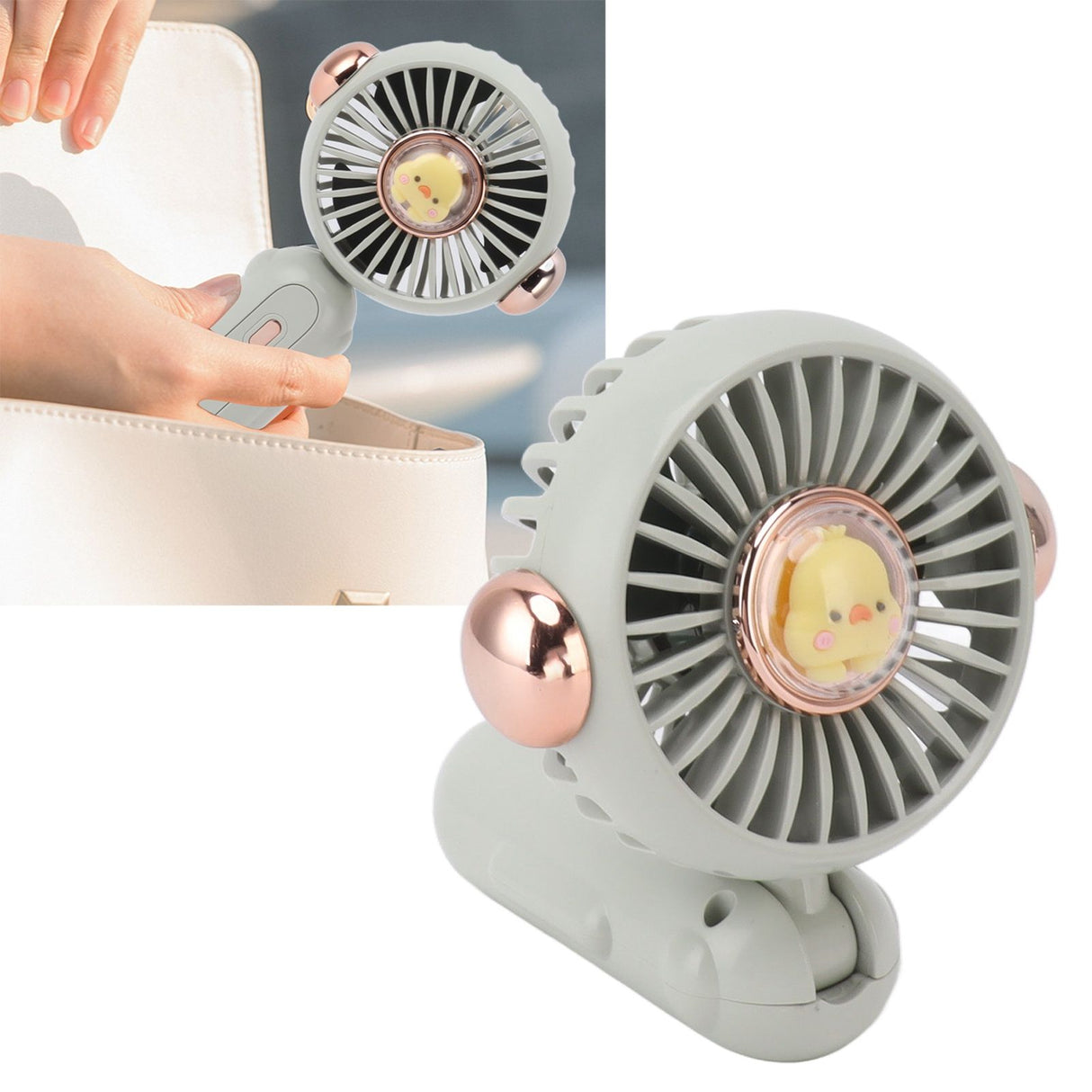 Foldable Mini Fan Cute Lightweight 900mAh Adjustable Low Noise Handheld Fan for Summer Green