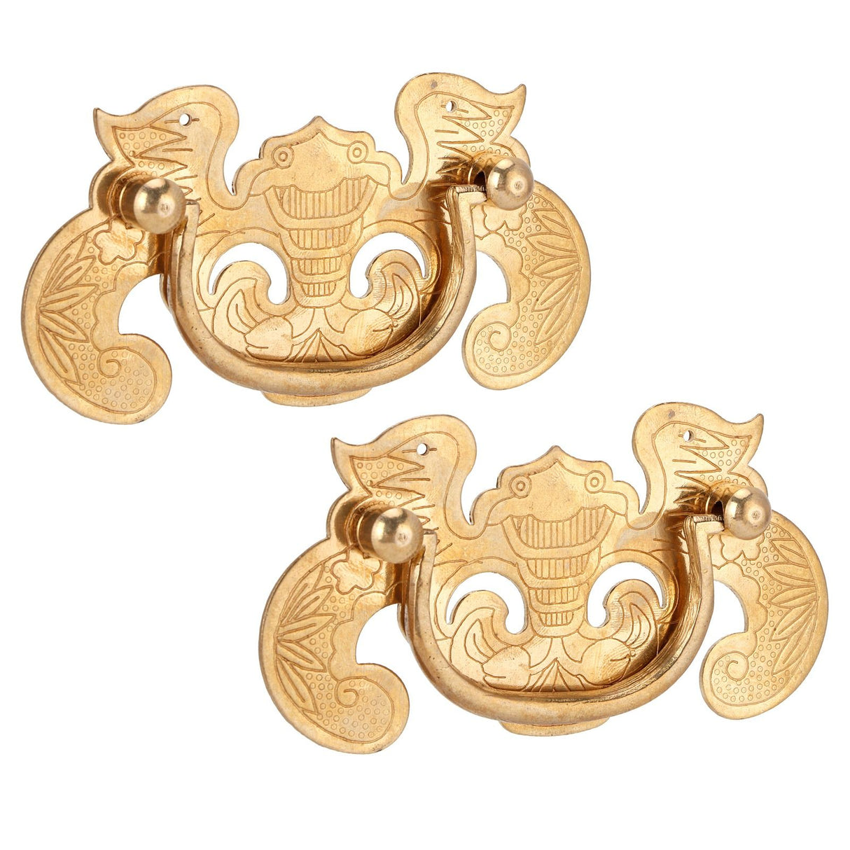 2 Sets Retro Style Handle Bat‑Shape Antique Furniture Hardware Handle for Wooden Cupboard Door